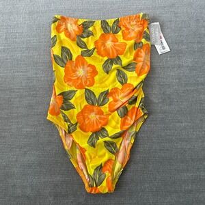 Vintage 90s‎ Sirena Strapless Swimsuit One Piece Tummy Control Hi Cut Floral